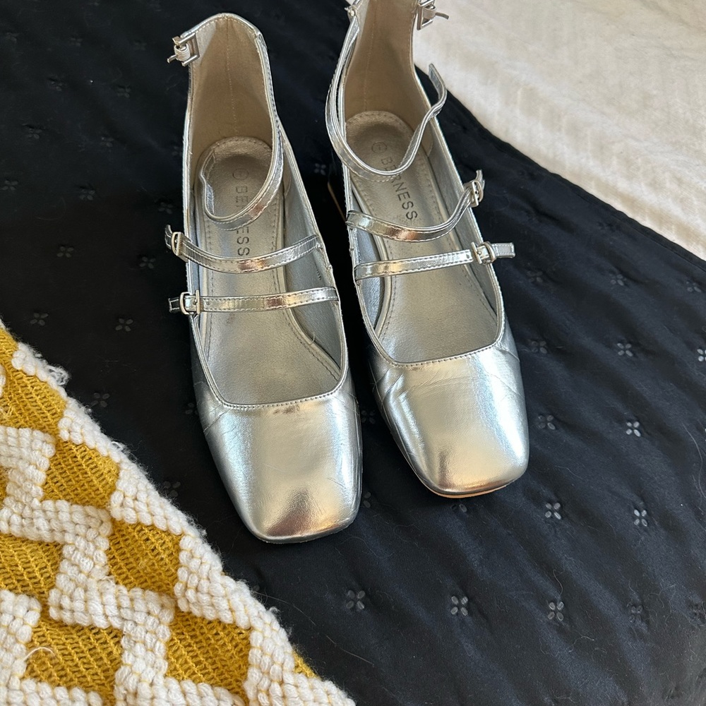 Silver ankle strap, Mary Jane's